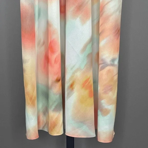 NEW Banana Republic Dress Womens 2 pink orange green water color maxi - Picture 3 of 11